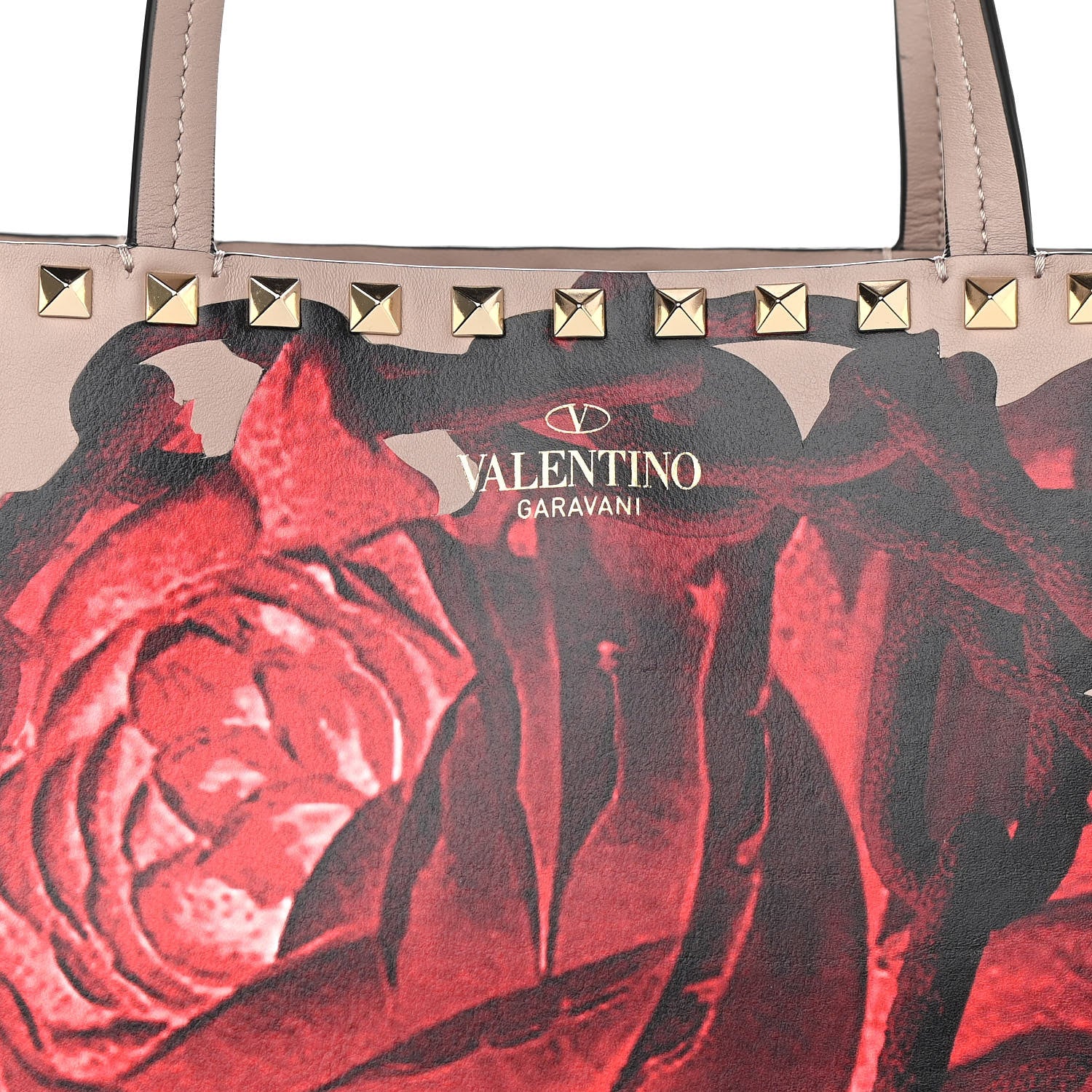 Valentino Garavani X UNDERCOVER Calfskin Print Rockstud Shoulder Tote Poudre 8 of 10