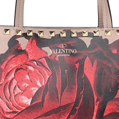 Valentino Garavani X UNDERCOVER Calfskin Print Rockstud Shoulder Tote Poudre 8 of 10