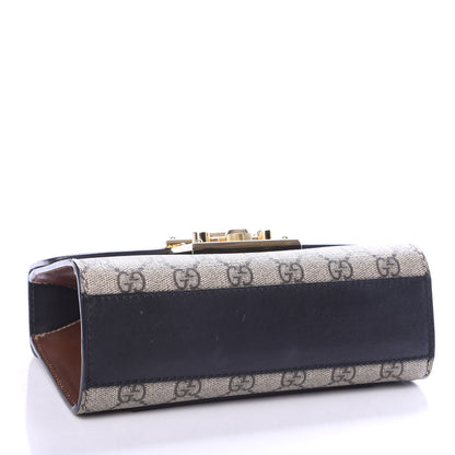Gucci GG Supreme Monogram Calfskin Small Padlock Shoulder Bag Beige Black Cuir 3 of 9