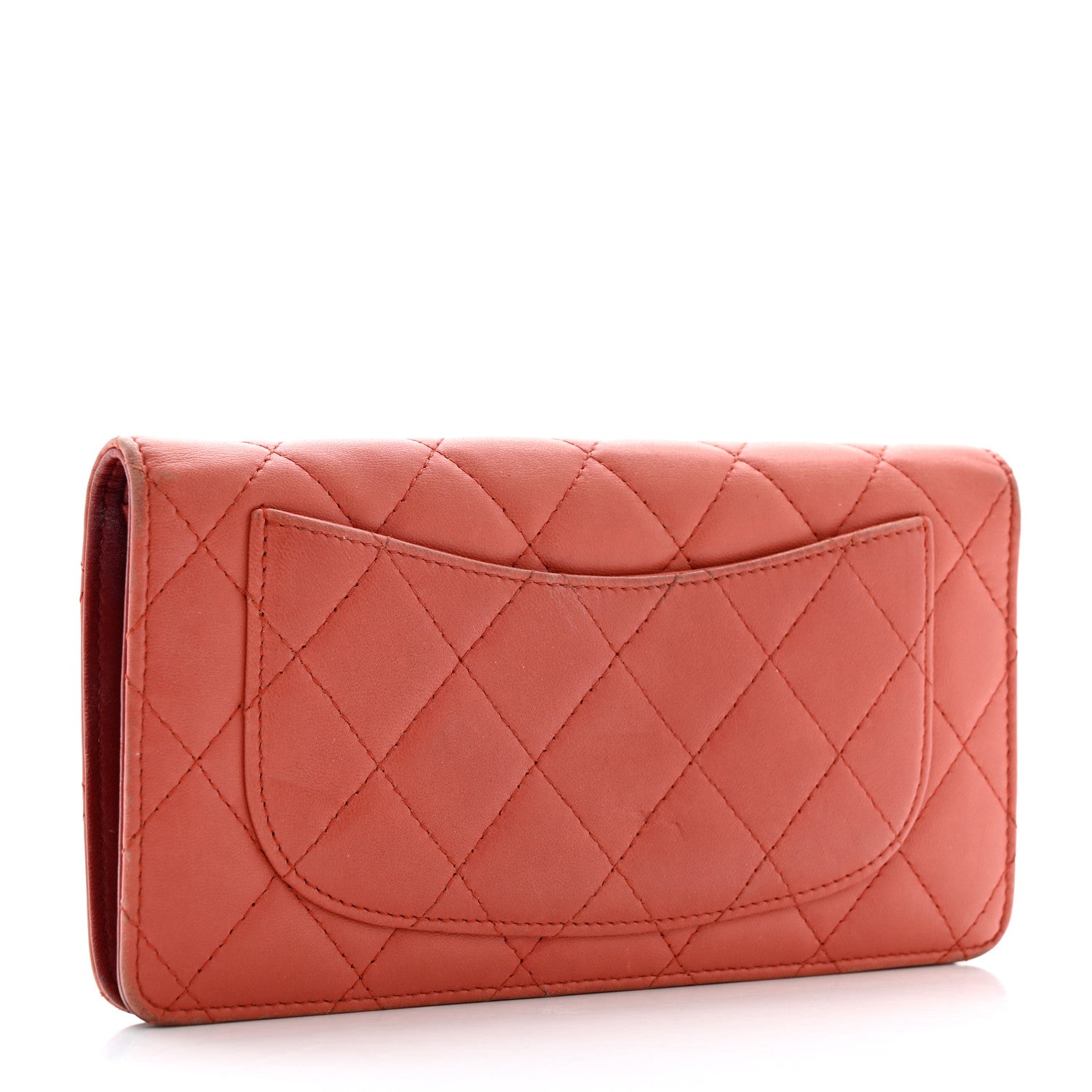 Chanel Lambskin Quilted Yen Wallet Orange 3 of 18