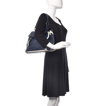 Saint Laurent Calfskin Canvas Medium Muse Two Blue 2 of 14