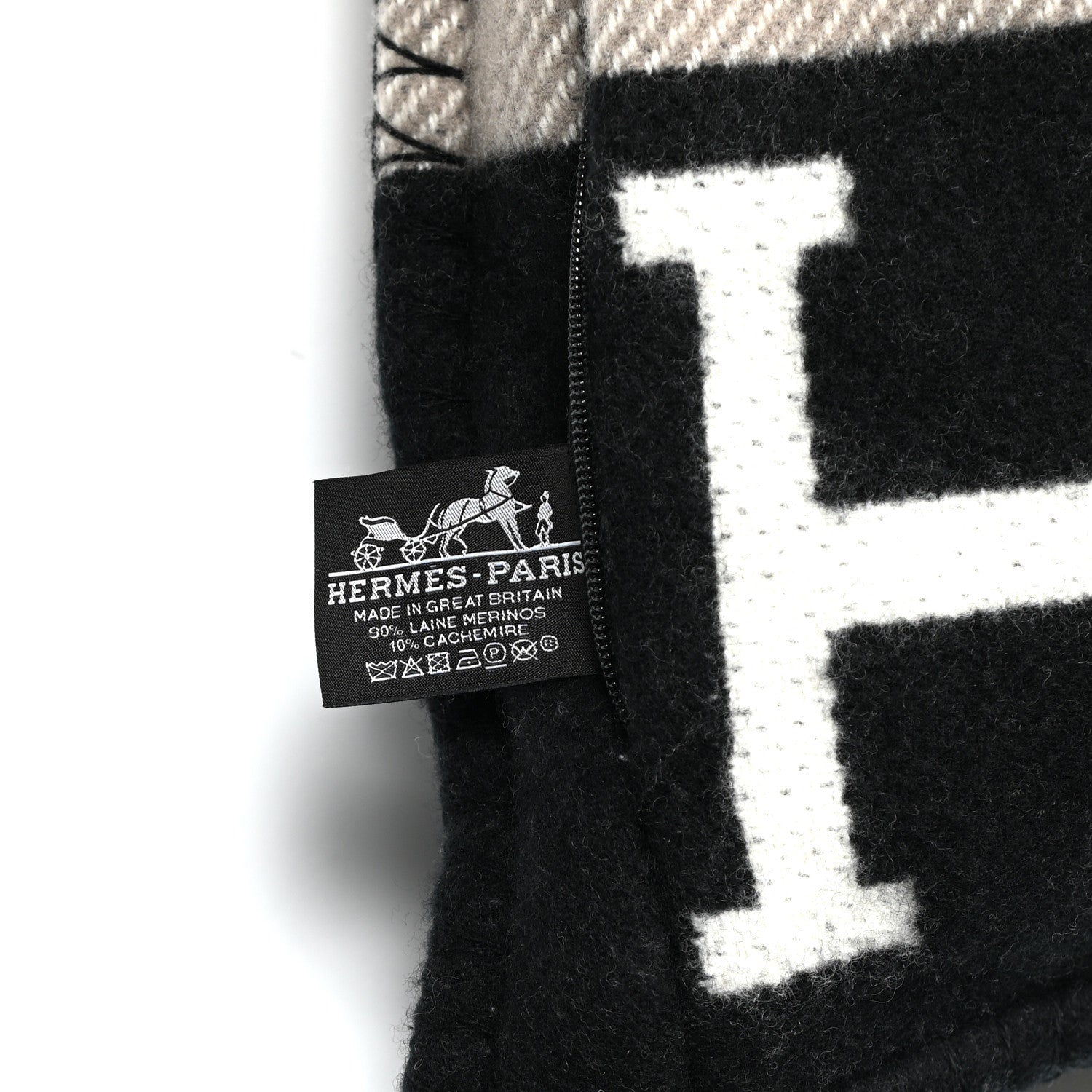 Hermes Wool Cashmere Avalon III Pillow PM Ecru Black 3 of 3