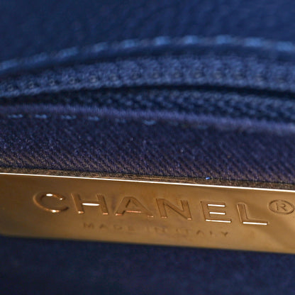 Chanel Caviar Diamond Stitched Small Top Handle Flap Blue 7 of 14