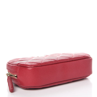 Chanel Caviar Quilted Small Curvy Pouch Cosmetic Case Dark Pink 4 of 8