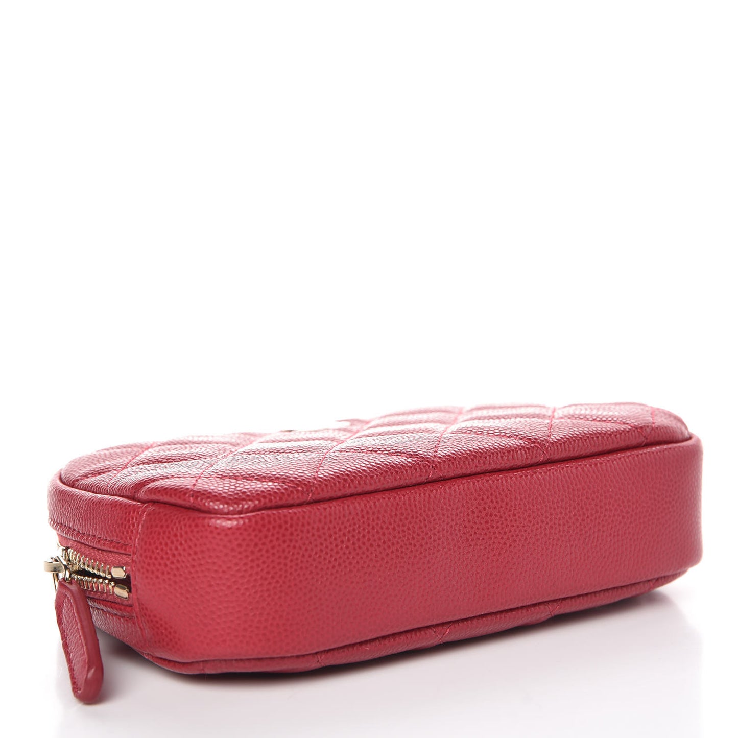 Caviar Quilted Small Curvy Pouch Cosmetic Case Dark Pink