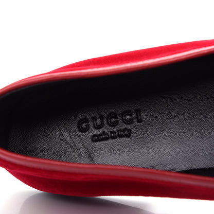 Gucci Velvet Horsebit Womens Jordaan Loafers 38 Hibiscus Red 8 of 11