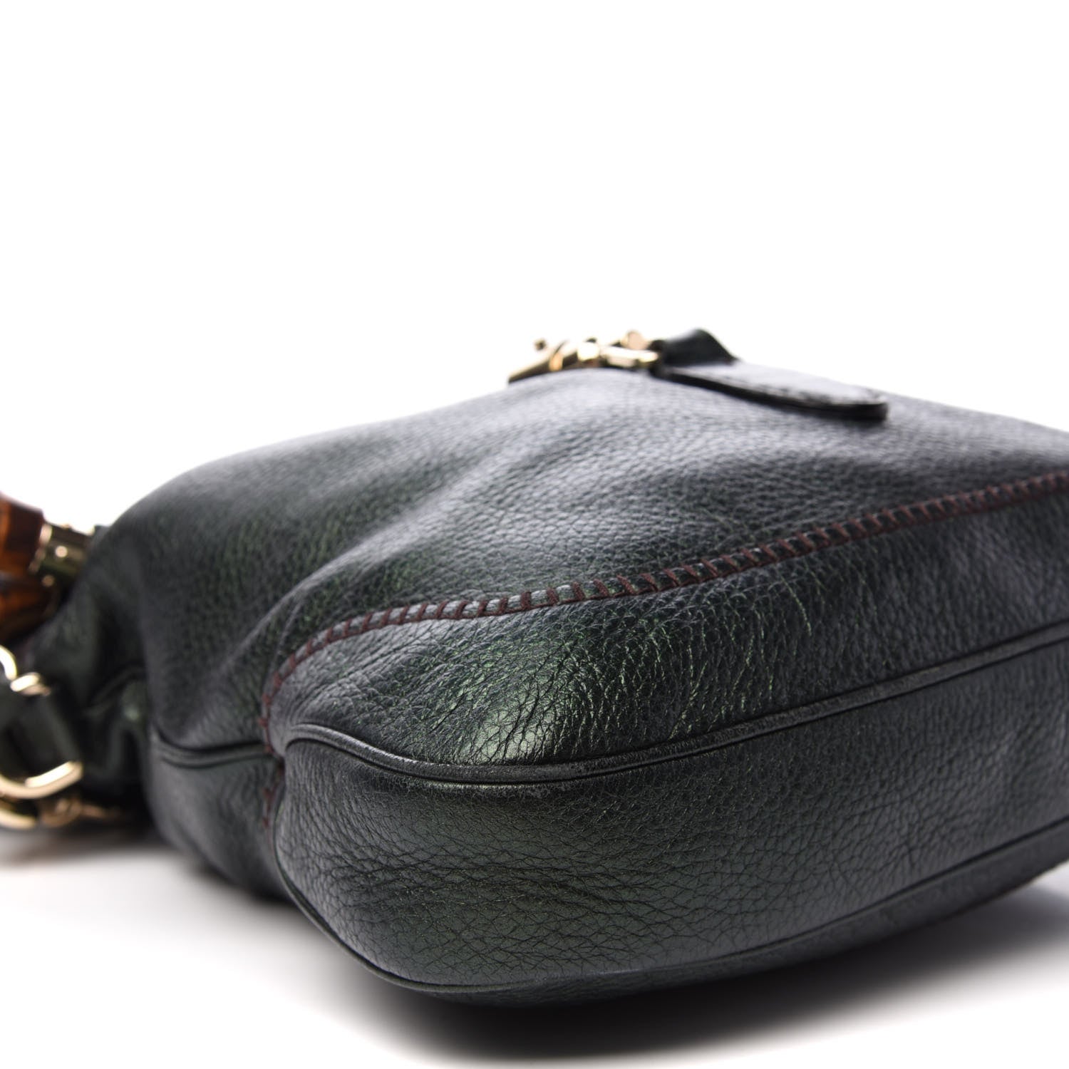 Gucci Metallic Pebbled Calfskin Large New Jackie Shoulder Bag Green 8 of 11