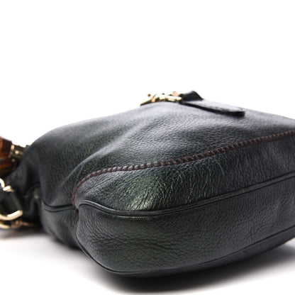 Gucci Metallic Pebbled Calfskin Large New Jackie Shoulder Bag Green 8 of 11
