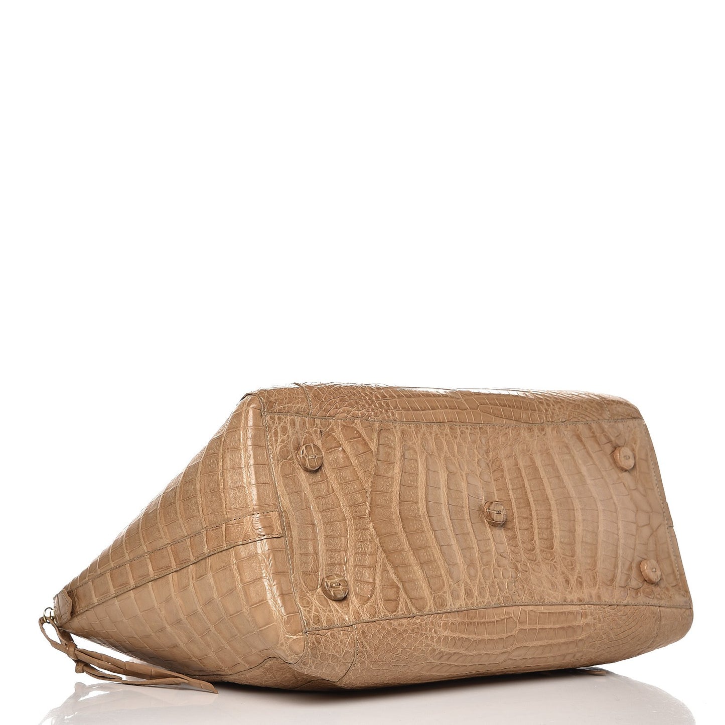 Crocodile Medium Dome Satchel Beige