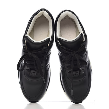 Chanel Calfskin Tweed CC Sneakers 38 Black White 9 of 11