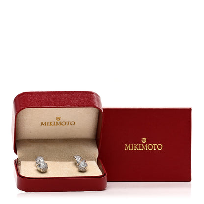 Mikimoto Platinum Diamond Akoya Pearl 7.5-8mm Leaf Drop Earrings 3 of 5