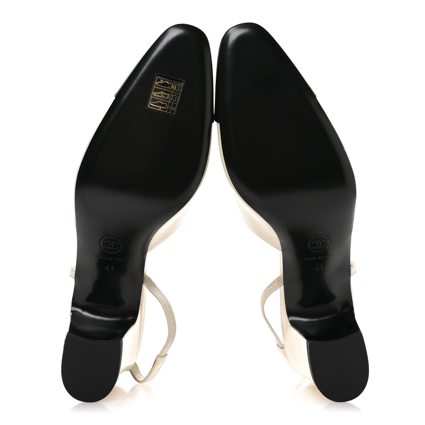 Lambskin Cap Toe CC Slingback Pumps 41 White Black