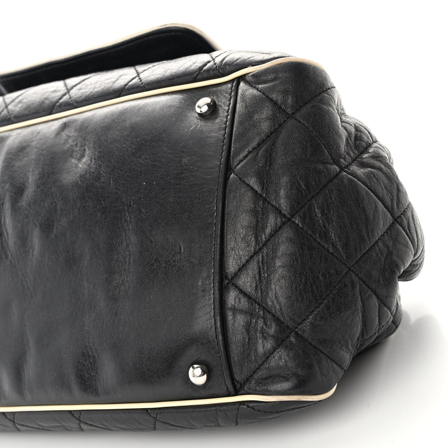 Lambskin Quilted East West Accordion Flap Black