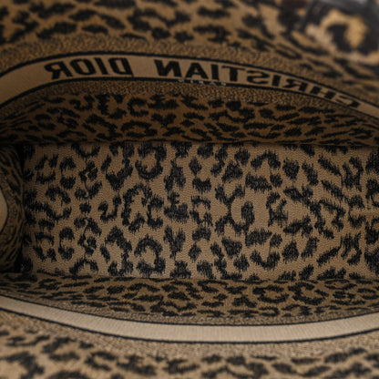 Christian Dior Canvas Mizza Embroidered Large Leopard Book Tote Beige 5 of 10