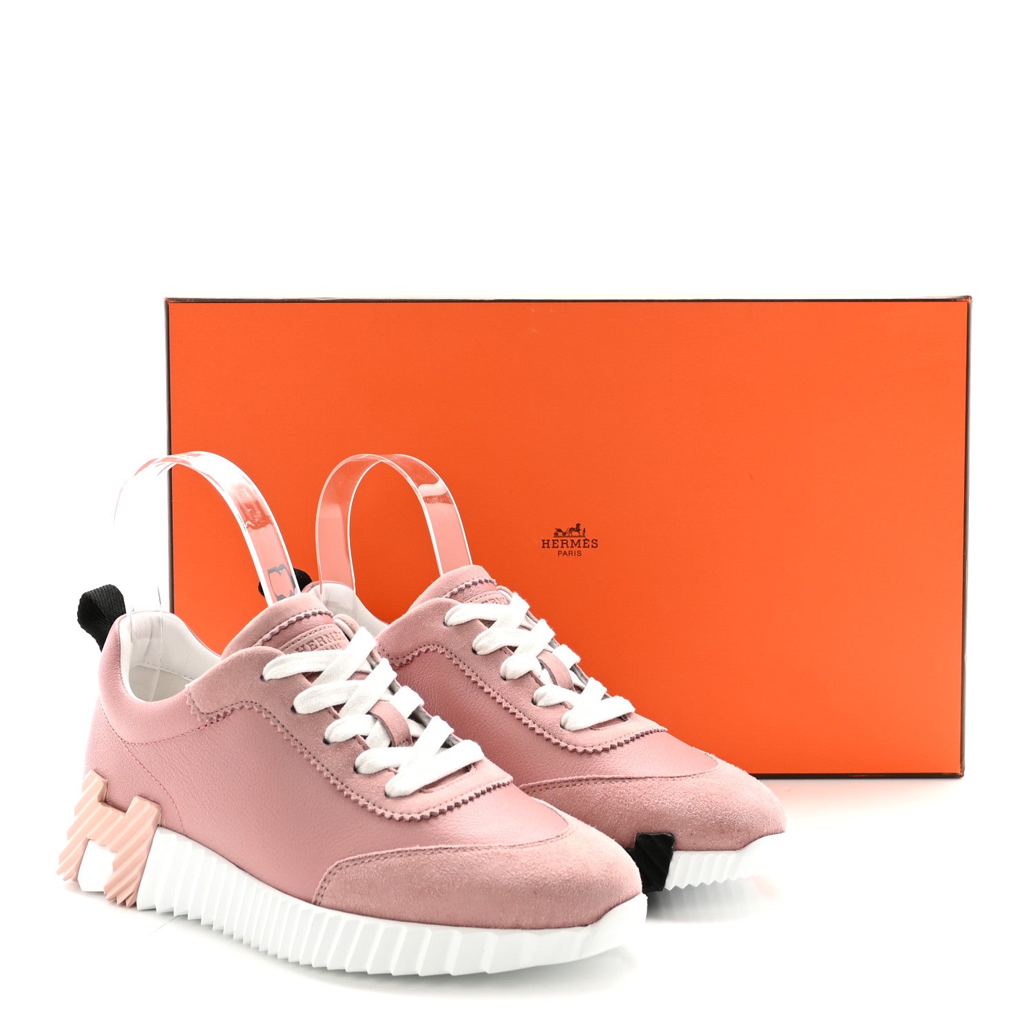Hermes Sport Goatskin Suede Goatskin Womens Bouncing Sneakers 35.5 Rose Aquarelle 11 of 11