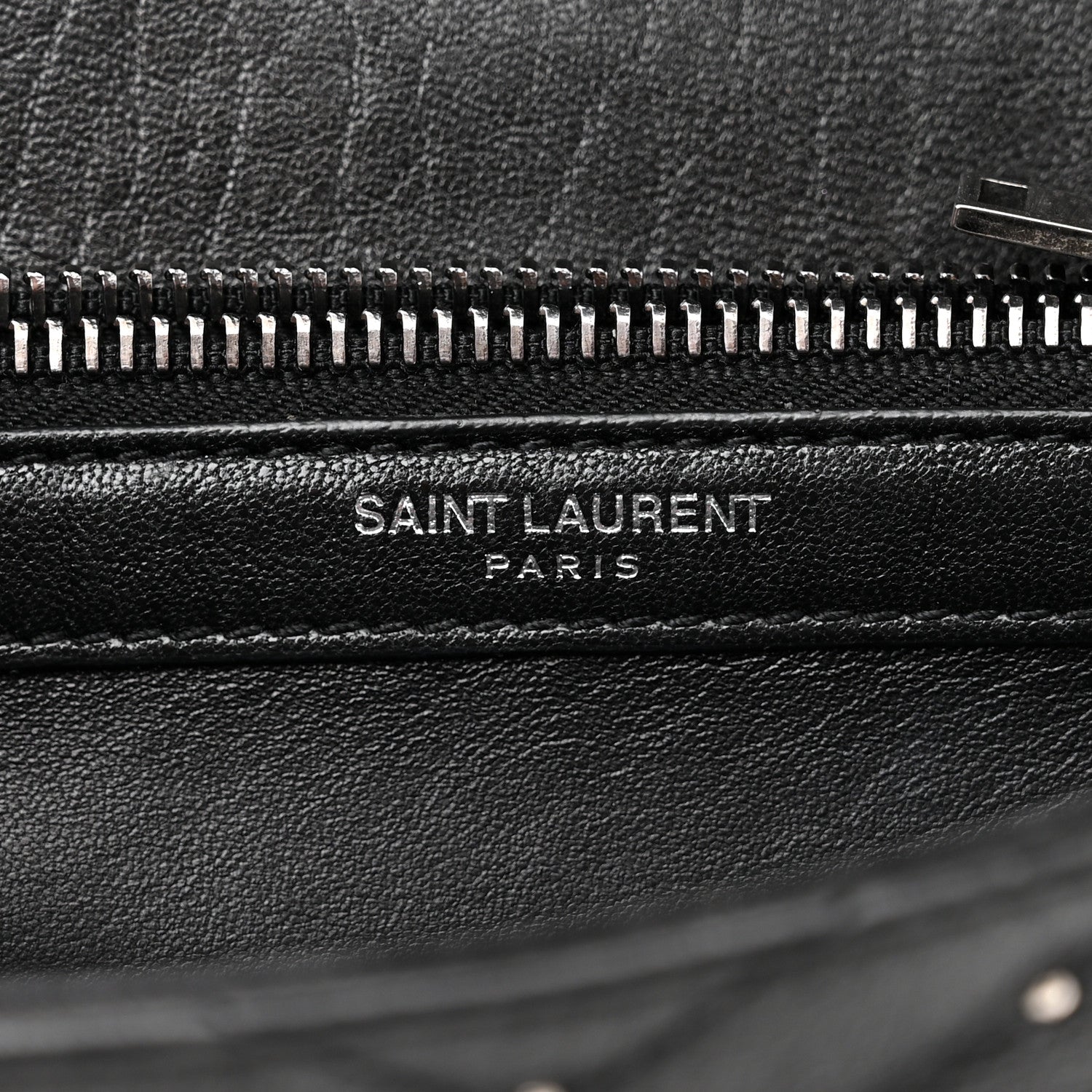 Saint Laurent Lambskin Matelasse Chevron Studded Monogram Medium College Bag Black 5 of 7