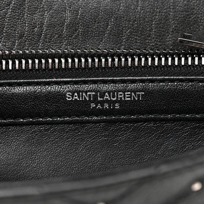 Saint Laurent Lambskin Matelasse Chevron Studded Monogram Medium College Bag Black 5 of 7