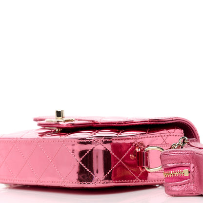 Chanel Mirror Calfskin Metallic Lambskin Quilted Hollywood Boulevard Mini Flap With Star Coin Purse Pink 12 of 12