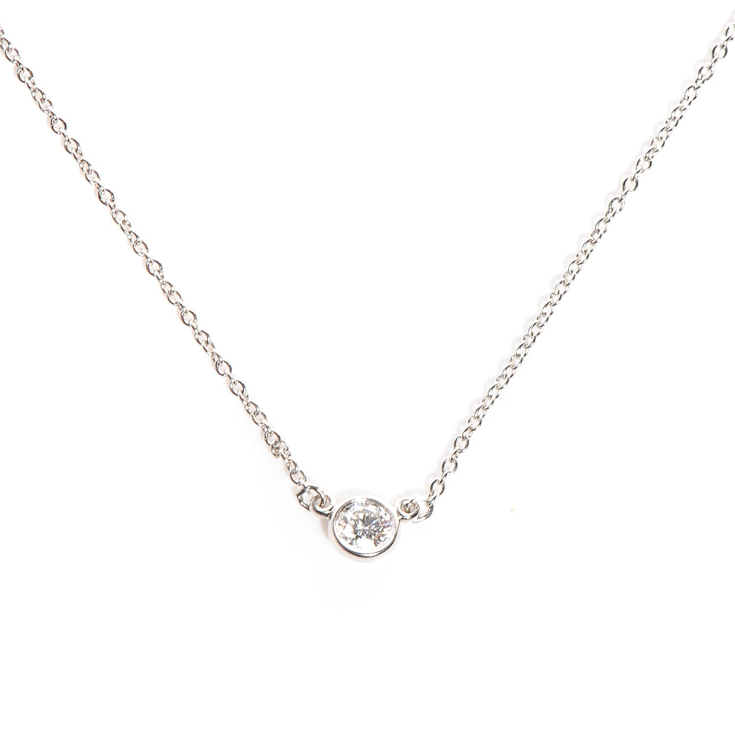 Tiffany Platinum Diamond .25ct Elsa Peretti Diamonds by the Yard Pendant Necklace 1 of 5