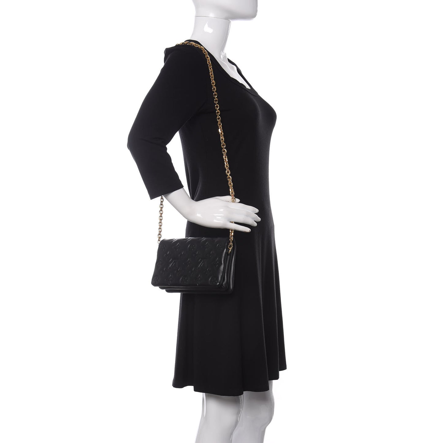 Lambskin Embossed Monogram Pochette Coussin Black