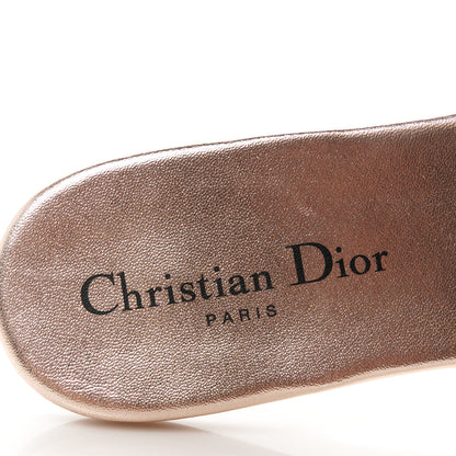 Christian Dior Canvas Crystal Embroidered Dway Slide Sandals 38 Rose Des Vents 7 of 9