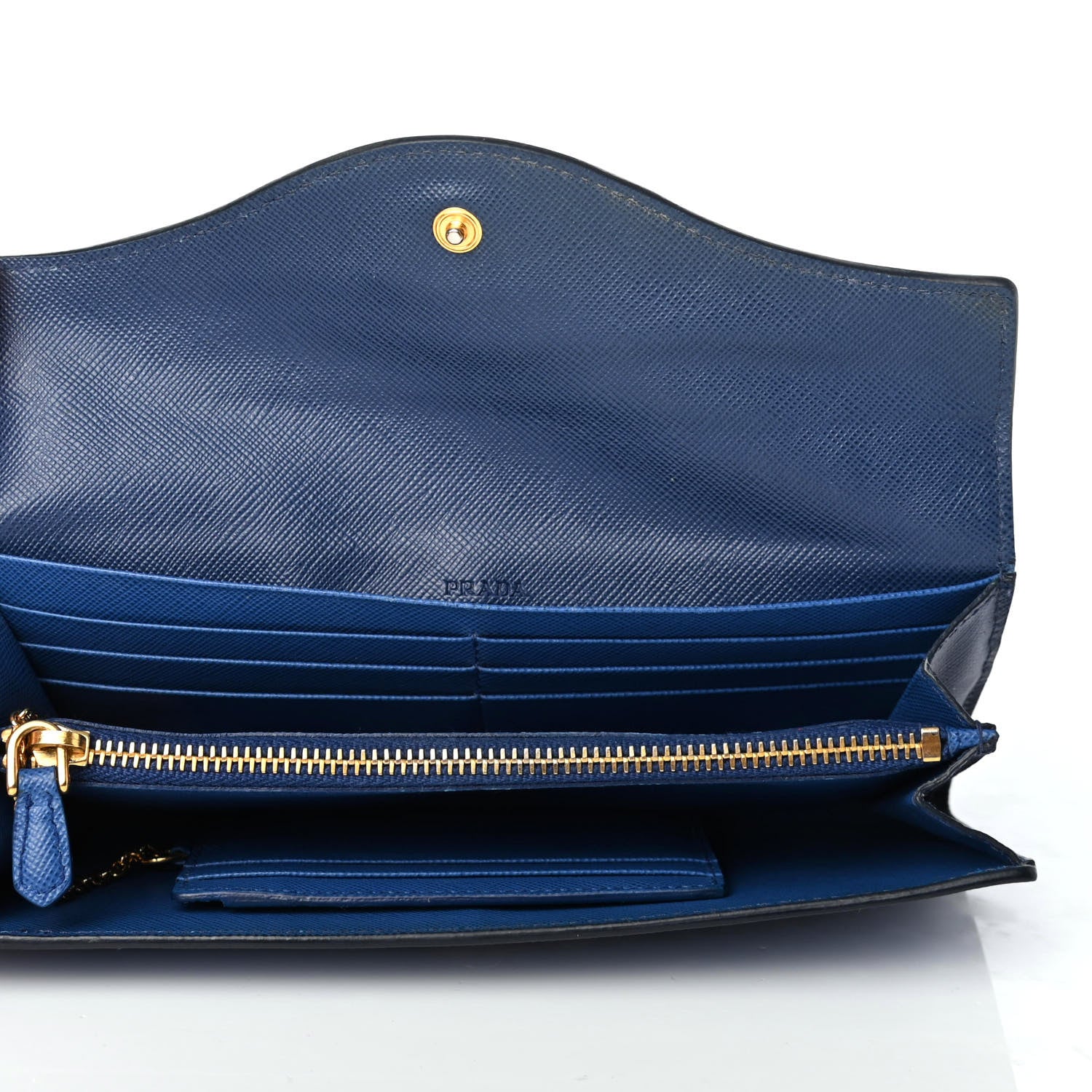 Prada Saffiano Bi-Color Envelope Wallet Bluette Azzurro 6 of 8