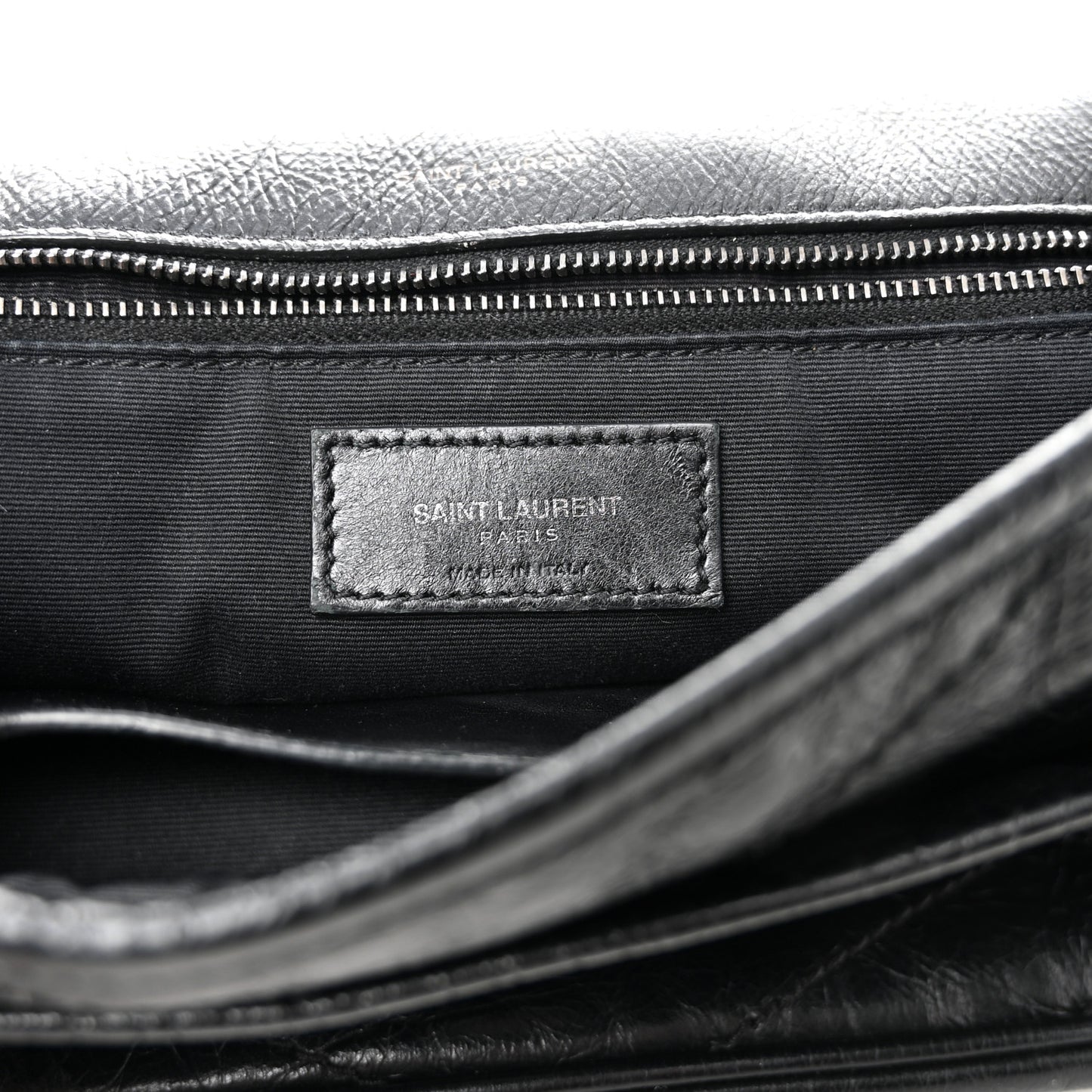 Crinkled Calfskin Matelasse Monogram Medium Niki Chain Satchel Black