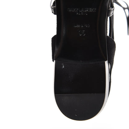 Saint Laurent Kid Scamosciato Lace Up Pointed Toe Flats 35 Black 8 of 10