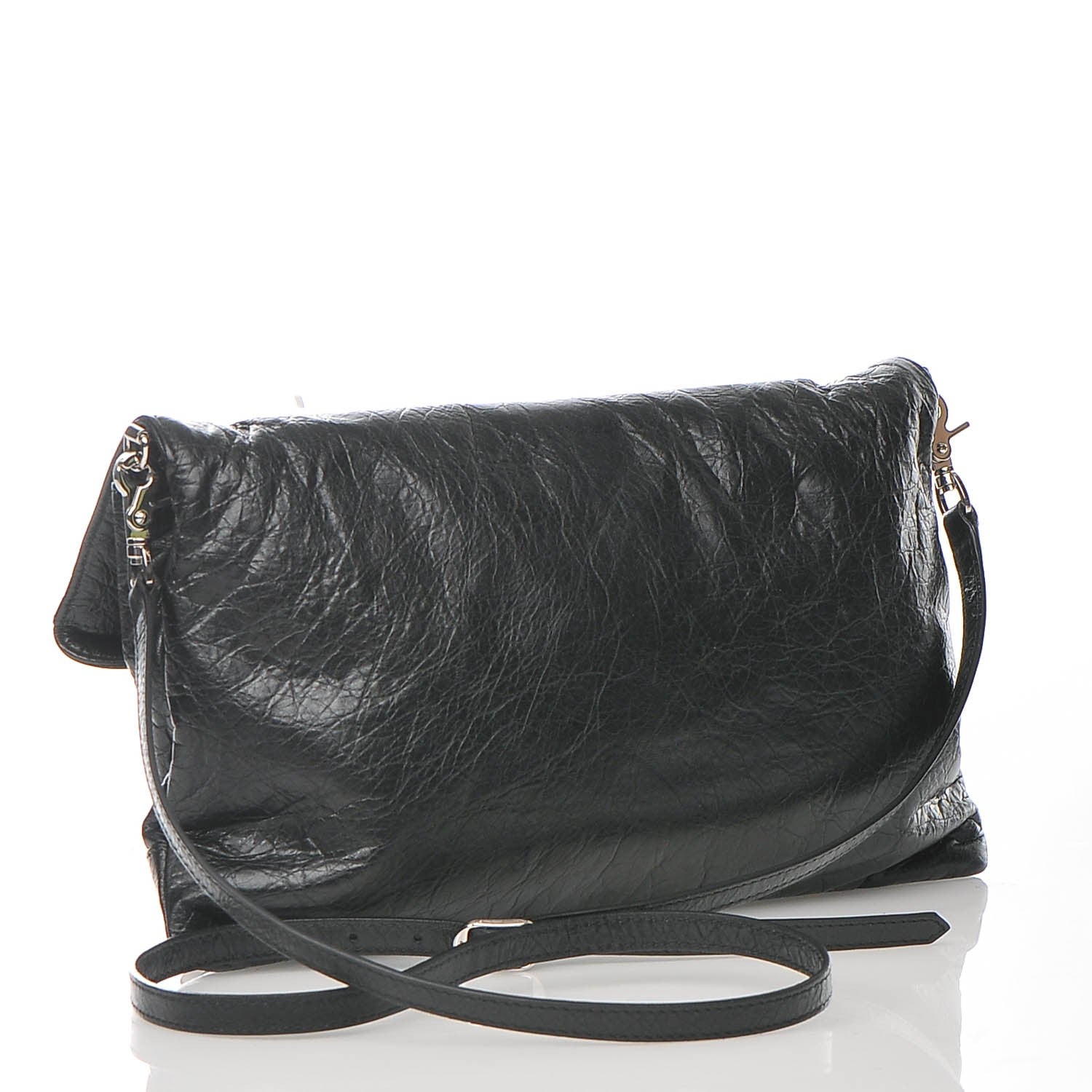 Balenciaga Agneau Classic Silver Hardware Envelope Strap Clutch Black 3 of 7