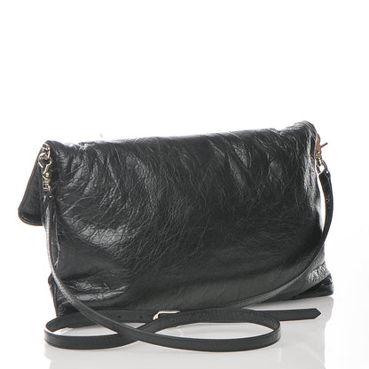 Balenciaga Agneau Classic Silver Hardware Envelope Strap Clutch Black 3 of 7