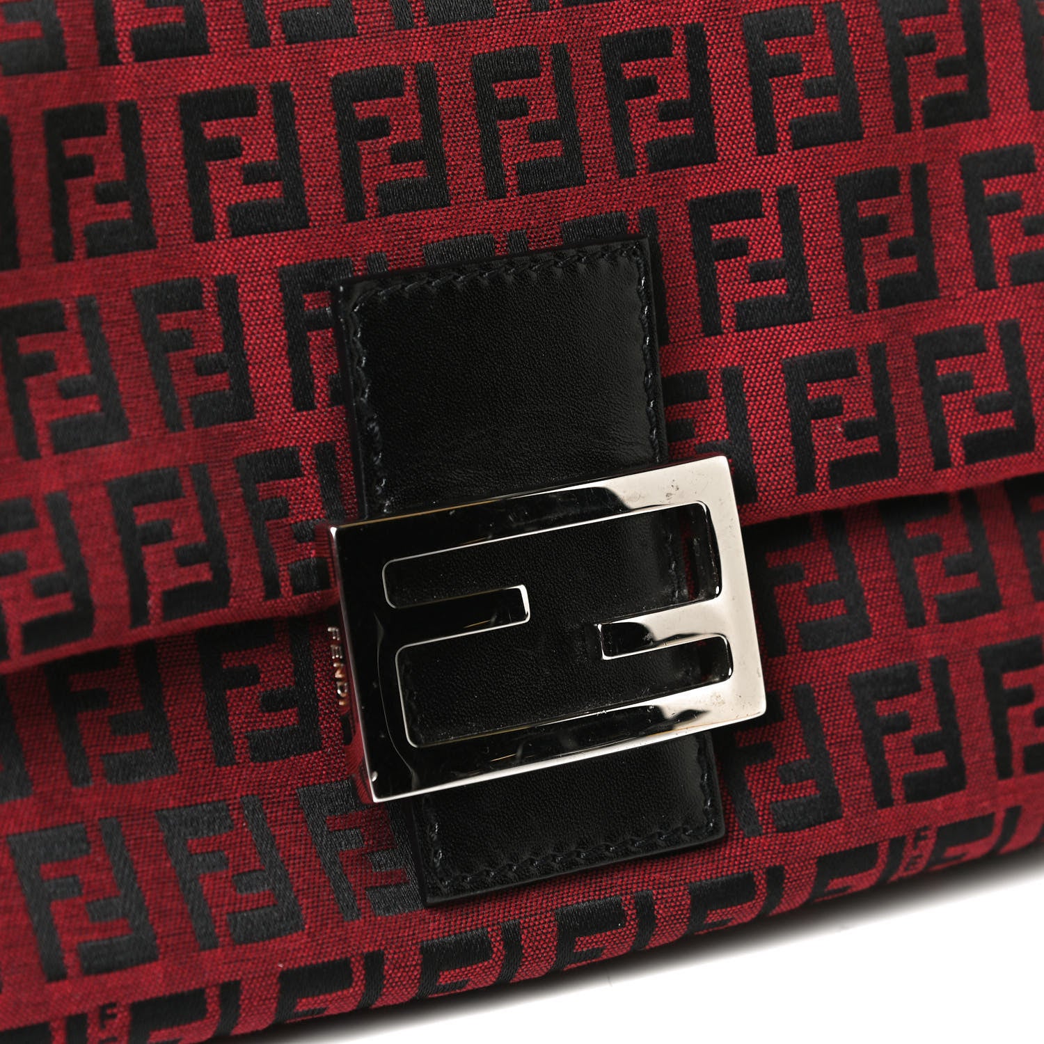 Fendi Zucchino Mini Mama Baguette Black Red 14 of 14