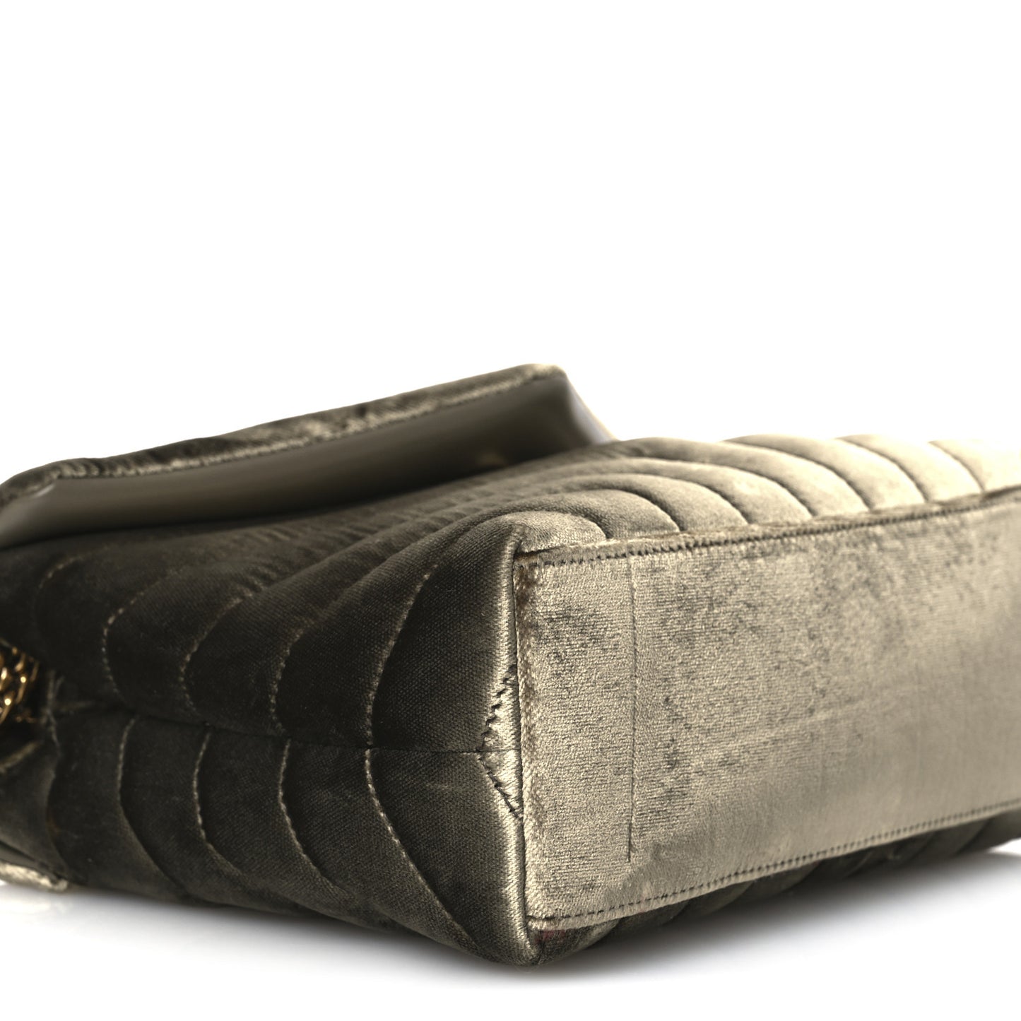 Velvet Y Quilted Monogram Small Loulou Chain Satchel Dark Vintage Olive