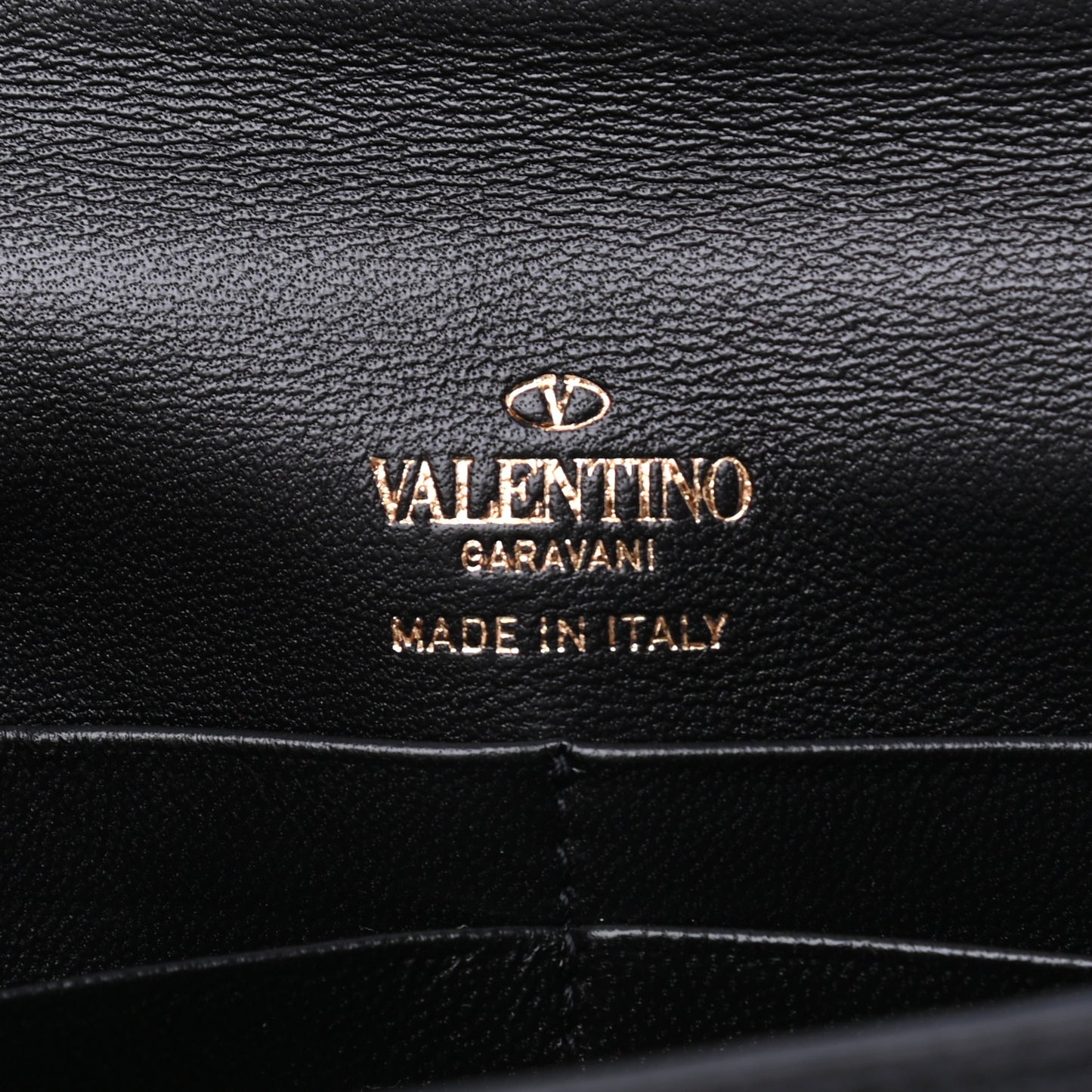 Grained Calfskin VLogo Bill Pouch Black