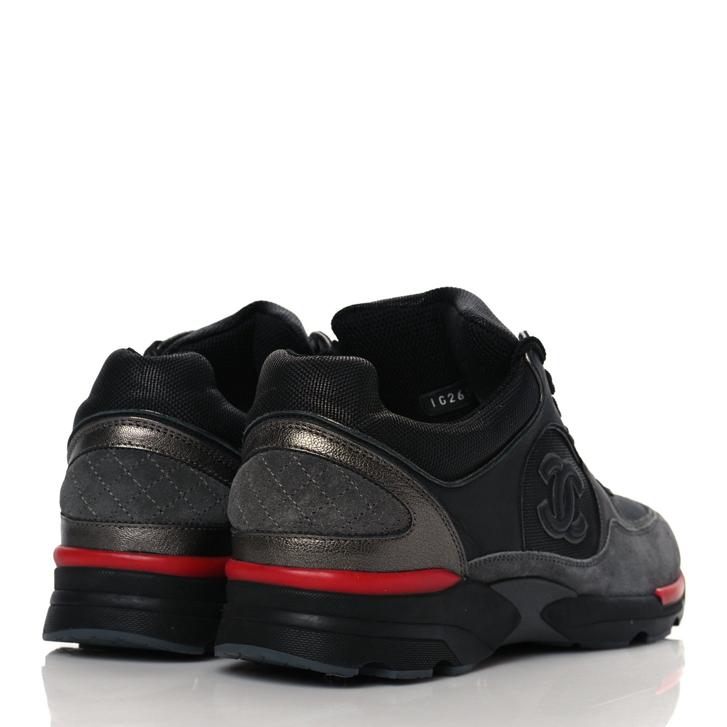 Calfskin Suede Fabric Mens Sneakers 43 Black Grey Red