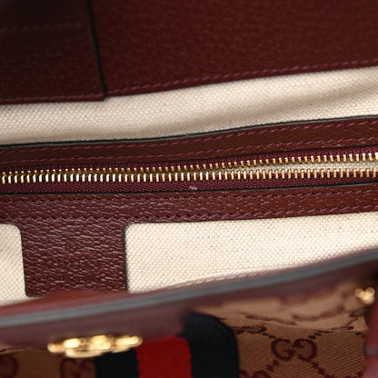 Gucci Monogram Textured Dollar Calfskin Web Medium Ophidia Shopping Tote Sahara Rubino Chardonnay 20 of 21