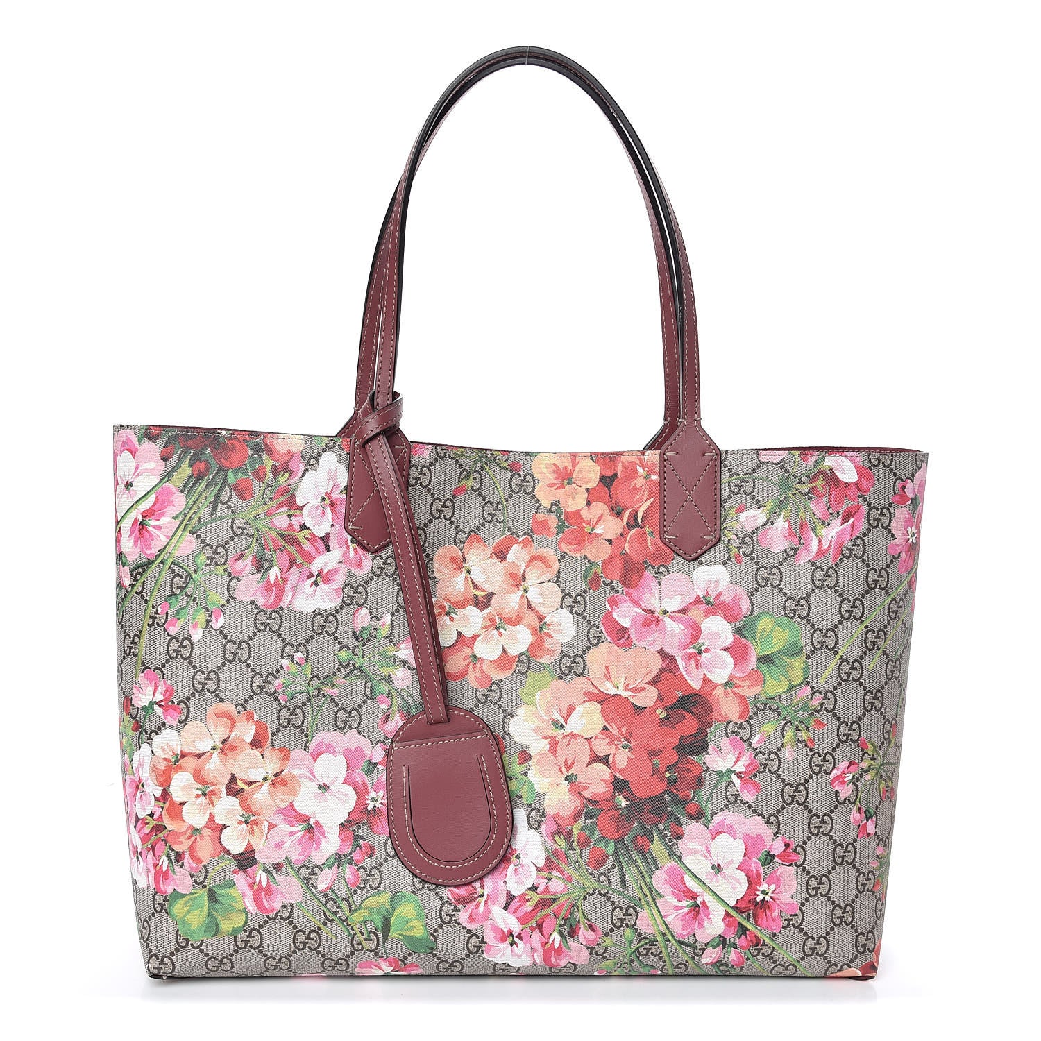 Gucci GG Supreme Monogram Blooms Medium Reversible Tote Beige Multicolor Dry Rose 1 of 14