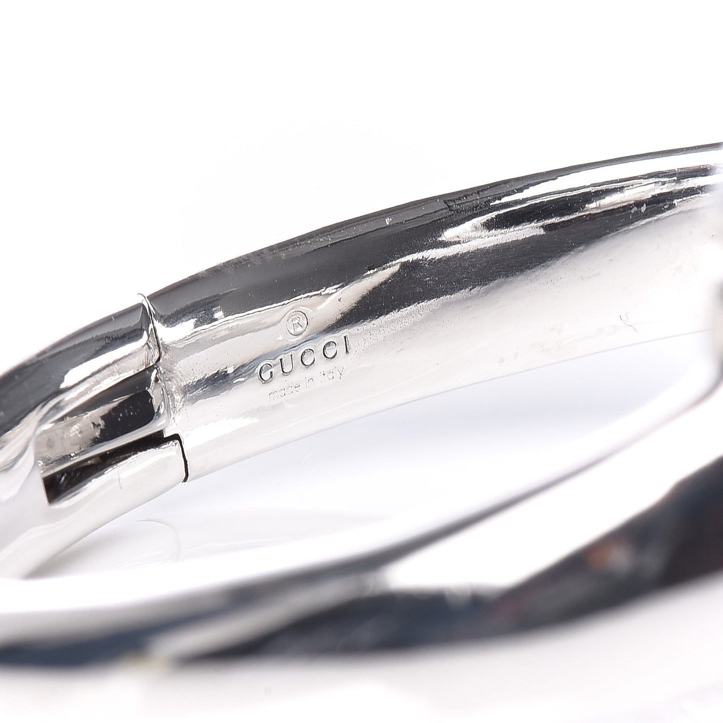 Sterling Silver Black Horn Horsebit Bangle Bracelet