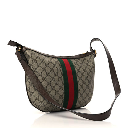 Gucci GG Supreme Monogram Web Small Ophidia Half Moon Hobo Brown 3 of 6