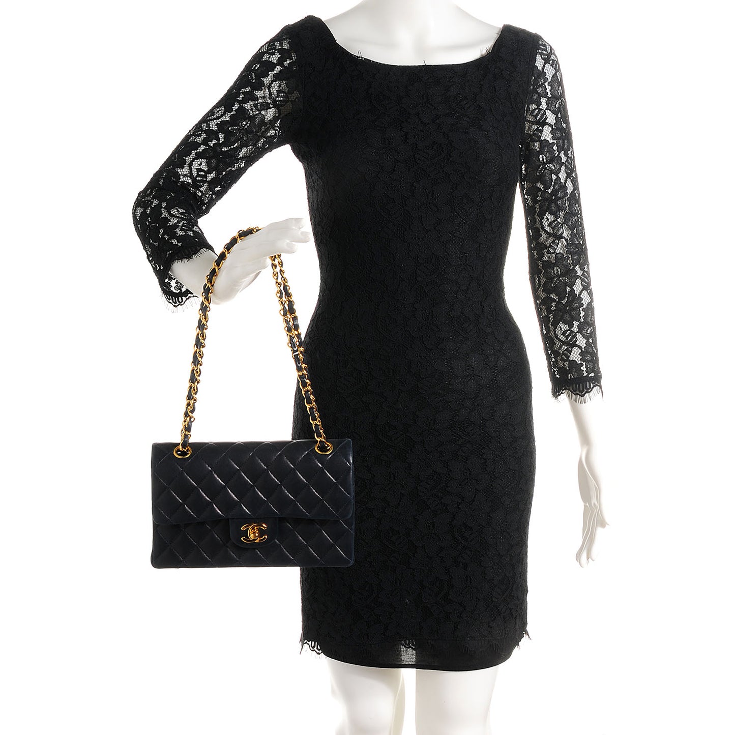 Lambskin Small Double Flap Navy