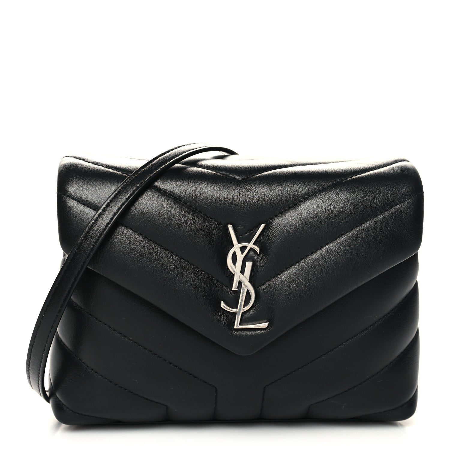 Saint Laurent Calfskin Y Quilted Monogram Toy Loulou Crossbody Bag Black 1 of 12