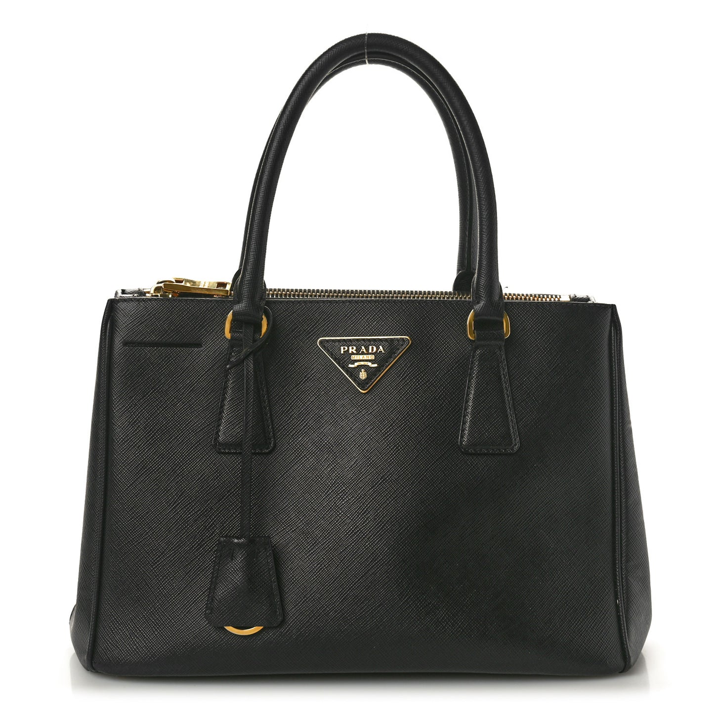 Saffiano Small Galleria Double Zip Tote Black