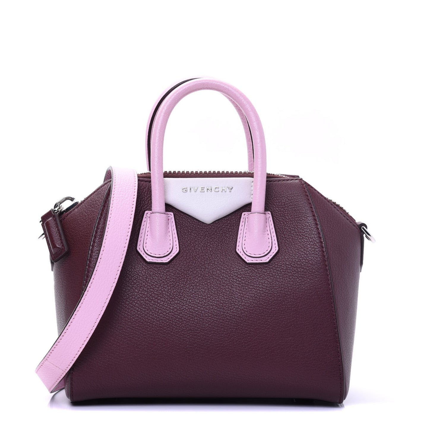 Sugar Goatskin Mini Tri-Color Antigona Burgundy Pink White