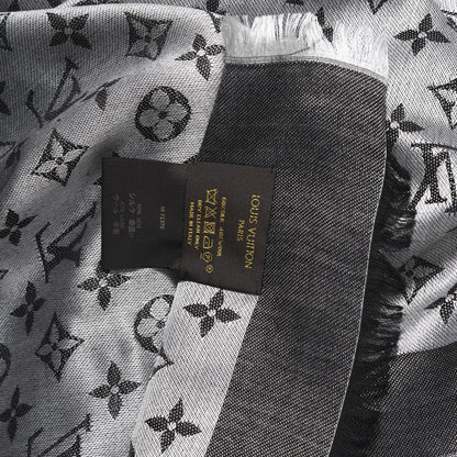 Louis Vuitton Wool Silk Monogram Denim Shawl Black 3 of 3