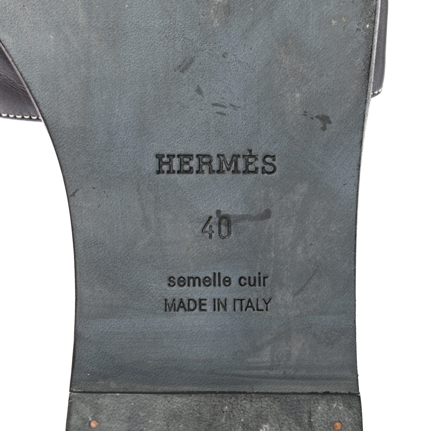 Hermes Box Calfskin Oran Sandals 40 Black 6 of 6