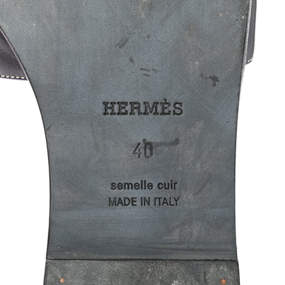 Hermes Box Calfskin Oran Sandals 40 Black 6 of 6