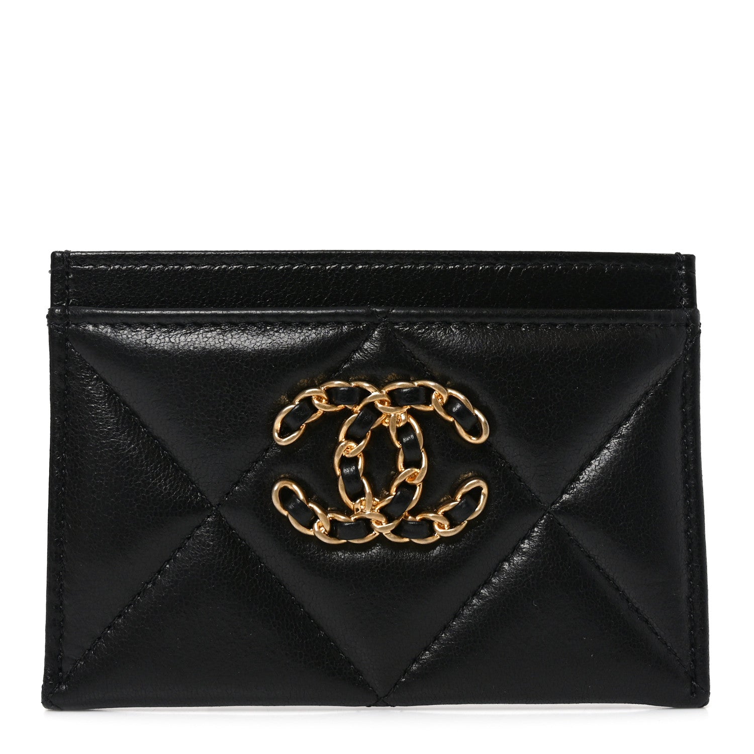 Chanel Lambskin Quilted Chanel 19 Card Holder Black 1 of 9