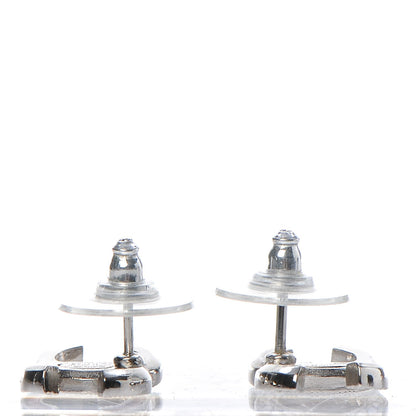 Chanel Enamel Crystal CC Earrings Silver Pink 5 of 5
