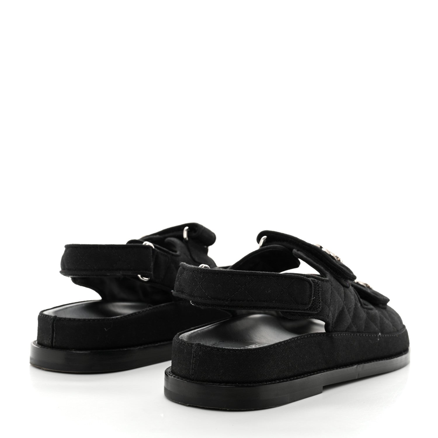 Chanel Mixed Fibers Velcro Dad Sandals 36.5 Black 4 of 9