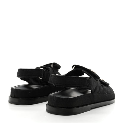 Chanel Mixed Fibers Velcro Dad Sandals 36.5 Black 4 of 9
