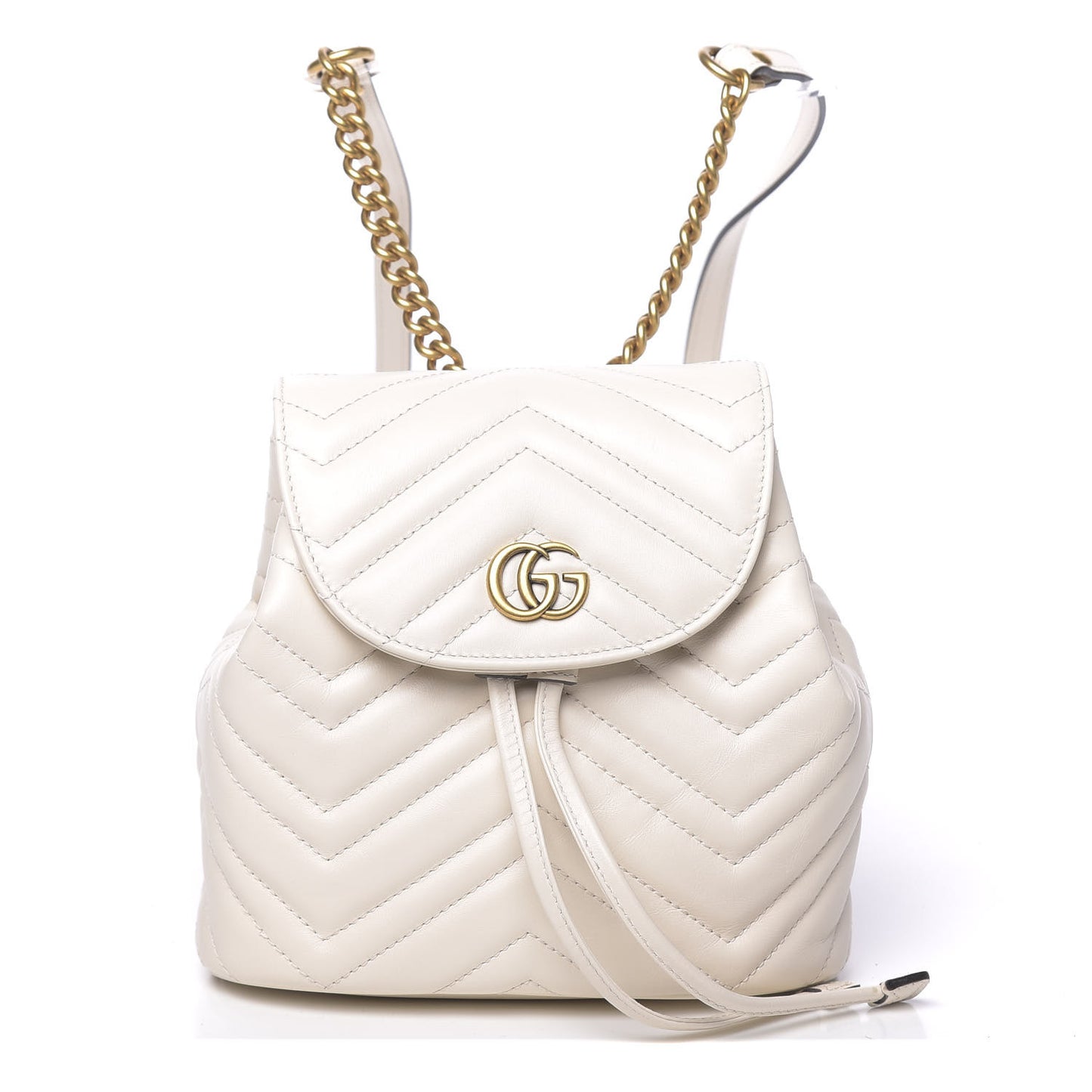 Calfskin Matelasse GG Marmont Flap Backpack White